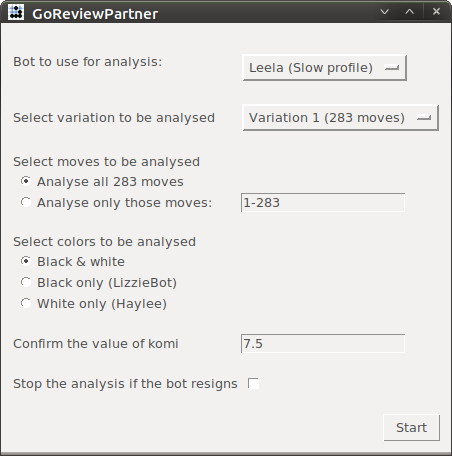 Screen-shot of GoReviewPartner: Analyse selection